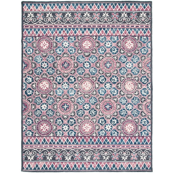 SAFAVIEH Micro-Loop Omar Medallion Area Rug, Ivory/Pink, 8' x 10'