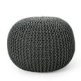 thumbnail image 2 of Gray Cotton Knitted Pouf - Or Floor Cushion For Comfort Rest, 200lb Weight Capacity, Decorative, Spot Clean, Beads Filled, 19.74x19.74x12.78 Inches With Capacity 200lbs, 19.74 In X 12.78, 2 of 3
