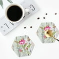 thumbnail image 4 of Gaeub Vintage Wood Background with Floral Print 4 Pcs Leather Coasters for Drinks ,Drink Coasters Sets,Drink Table Cup Coasters for Living Room Kitchen Coffee Decor-Hexagon, 4 of 6