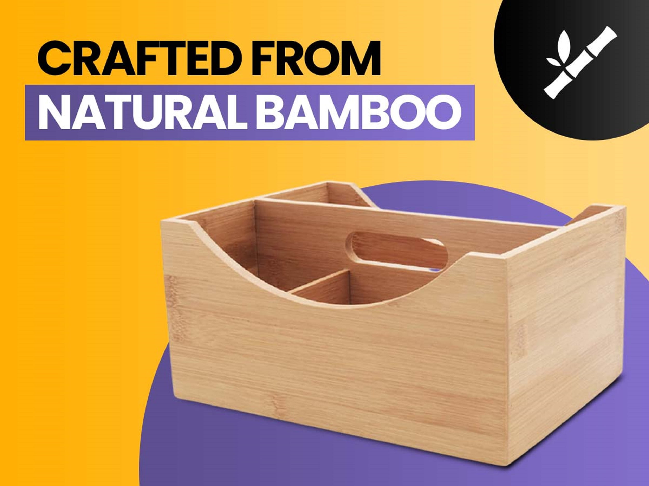 YBM Home Bamboo Storage Boxes with Handle, Organization Storage for Kitchen, Living Room, Bathroom, Office, Medium