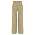 thumbnail image 6 of Endives Women's Casual Pants Solid Color Cotton Linen Button Down Wide Leg Long Pants With Loose Outer Pockets, 6 of 8