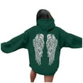 thumbnail image 4 of HOWPAY Angel Wings Hoodies for Women Printed Long Sleeve Casual Sweatshirt Kangaroo Pocket Drop Shoulder Loose Fit Fall Winter Outfits Clothes Dark Green XL, 4 of 8