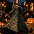 thumbnail image 3 of Womens Victorian Dresses Plus Size Maxi Renaissance Dresses Lace up Flare Sleeve Vintage Cocktail Dress Medieval Halloween Costumes Evening Party Gowns, 3 of 6