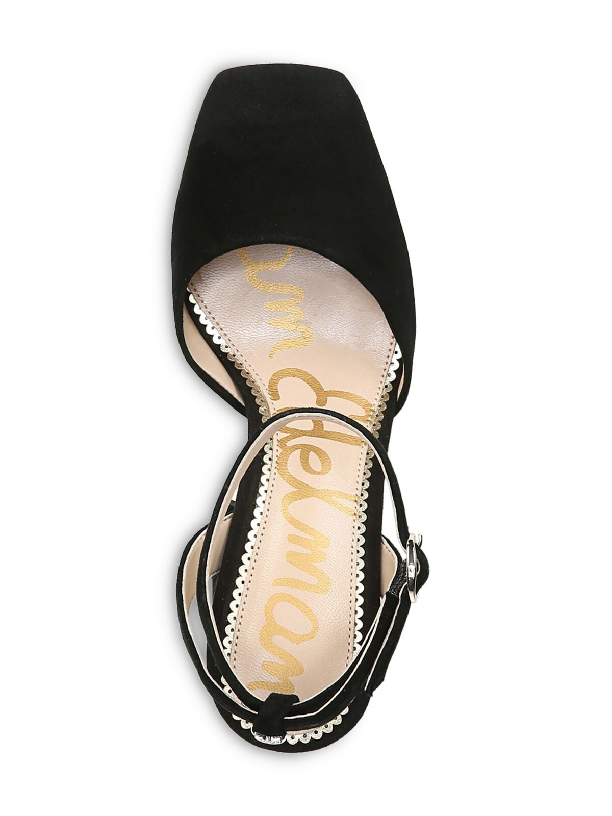 SAM EDELMAN Womens Black Logo Olwyn Square Toe Block Heel Buckle