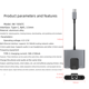 thumbnail image 2 of Convertidor de tarjeta de red tipo C a RJ45, velocidad de red de 100 megabytes, carga, auriculares de 3,5 mm, compatible con llamadas de voz, 2 of 5