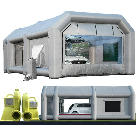 Sewinfla Indoor Inflatable Paint Booth with Air Draft Device 26x13x10Ft with Blowers