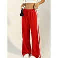 thumbnail image 6 of Women'S Wide Leg Loose Sweatpants Low Rise Y2k Drawstring Workout Sports Pants Red S, 6 of 8