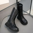 thumbnail image 6 of yocbz Girls Cowboy Boots Combat Boots for Girls Toddler Lace Up Boots for Toddler/Little Kid/Big Kid Black,Size for US 3.5, 6 of 8