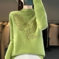 thumbnail image 2 of GBSYEWXS Sweaters For Women Green High Neck Long Sleeve Solid Color Casual Pullover Sweater, 2 of 4