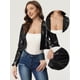 thumbnail image 3 of Chaqueta frontal abierta para mujer Abrigo de manga larga recortada de cuero sintético de PU Negro XL, 3 of 6
