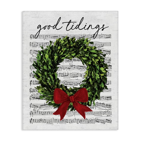 Stupell Industries Traditional Good Tidings Holiday Wreath Canvas Art, 24 x 30, by Lettered and Lined