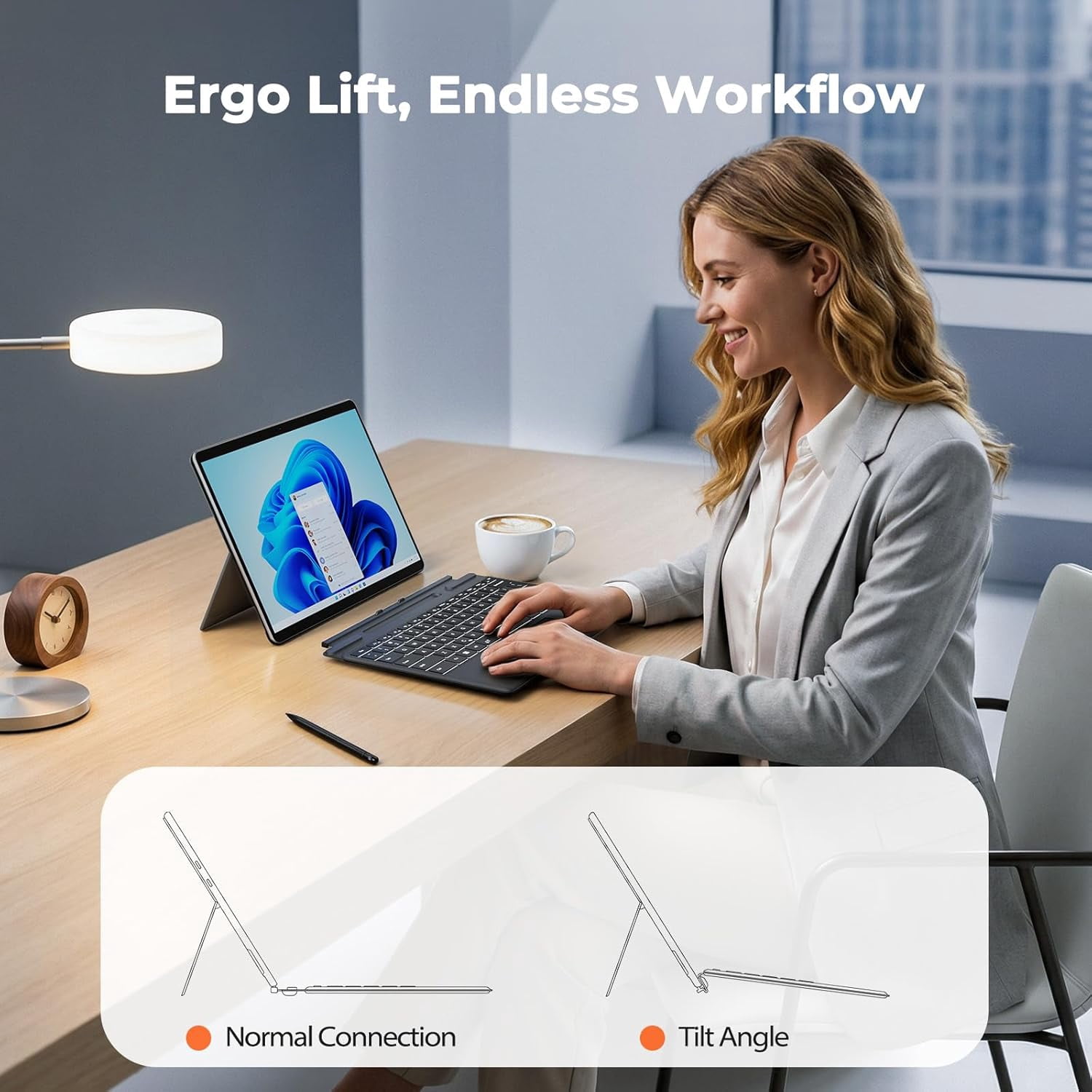 Meetion Surface Pro Keyboard, 7-Color Backlit, Detachable Bluetooth, Trackpad & Pen Slot, Rechargeable