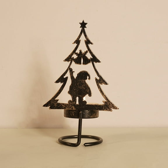 YOHAVEN Christmas Tree Tealight Candle Holder Metal Reindeer Xmas Table Mantel Holiday Indoor Outdoor Party Decor Accent
