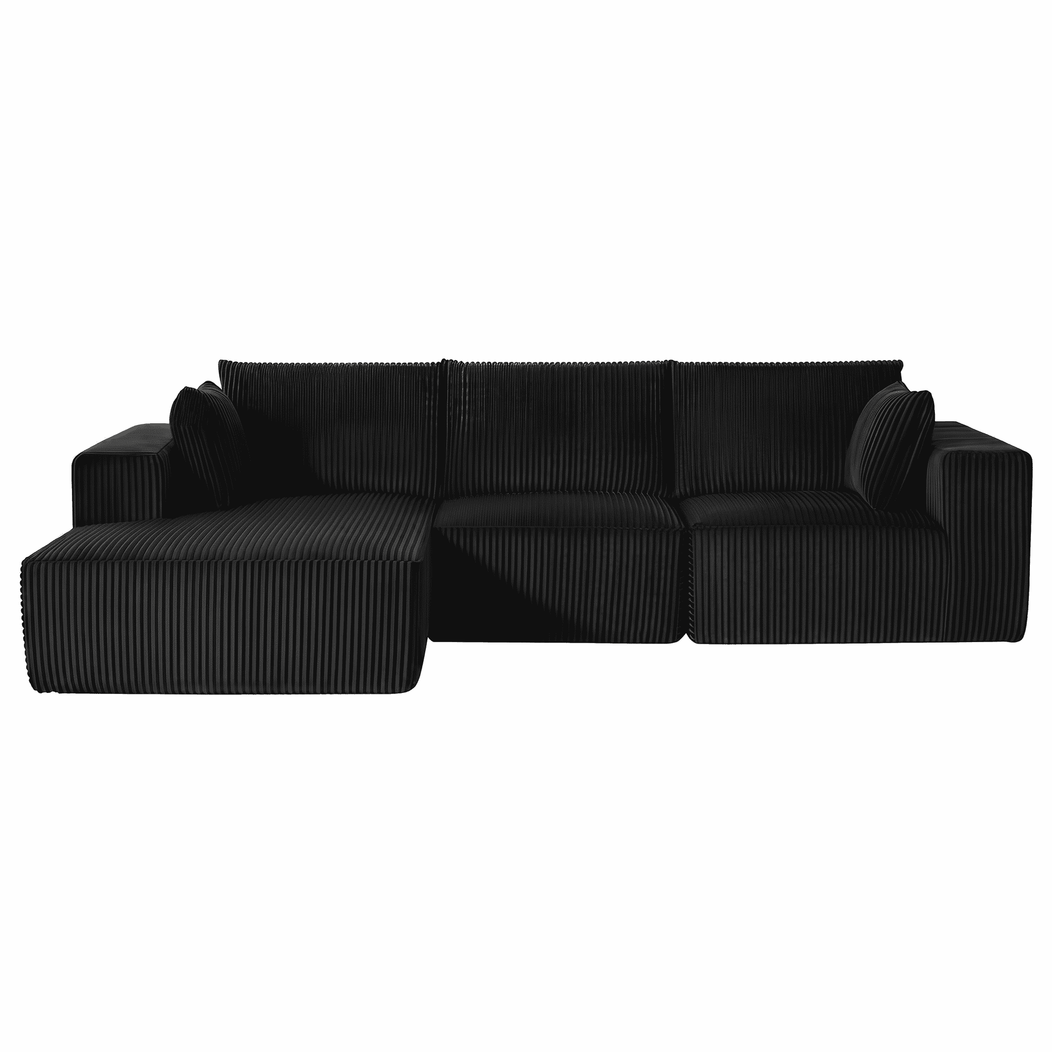 Leumius Modular Sectional Sofa,Cloud Sectional Couch with Deep Seat,Modern L-Shape Sofa with Chaise,Upholstered Boneless Couch for Living Room,Corduroy,Black