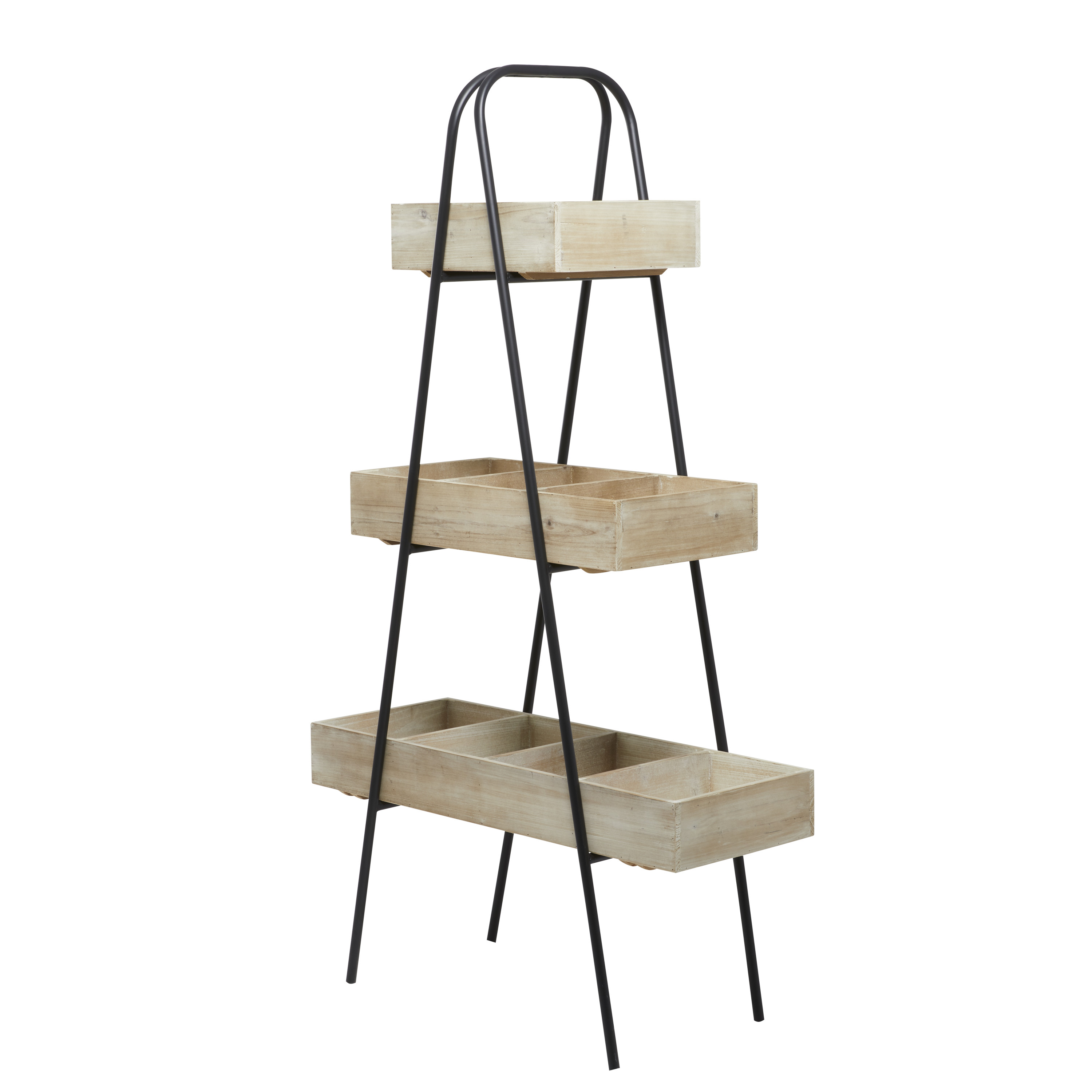 DecMode 32" x 13" x 56" 3 Tier Brown Wood Indoor Outdoor Plantstand