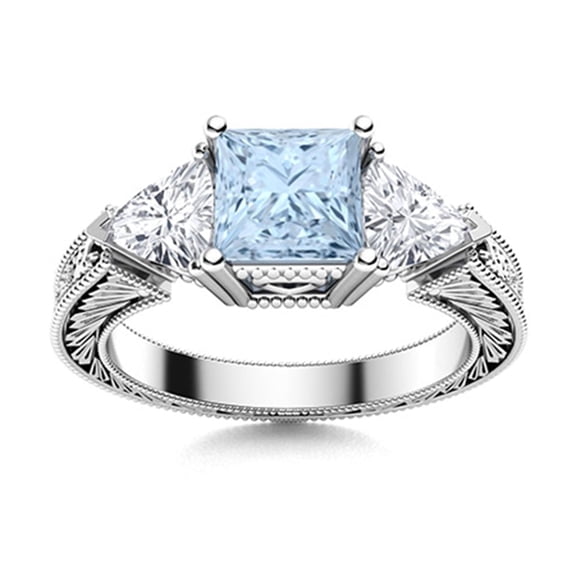 Mooneye 6mm Square Aquamarine Wedding Special Bohemian Women Ring 925 Sterling Silver