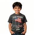 thumbnail image 5 of LIIPEE Boys Kids Crew Neck Short Sleeve TShirt With 250 Years We The People American Flag 1776-2026 Vintage Letter Print For Fourth Of July Daily Wear Dark Gray 8-9 Years, 5 of 5