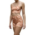 thumbnail image 2 of Women's Crop Top Daisy Del Sol Cami High Waisted Biker Shorts Yoga Athleisure Loungewear Co Ord Two Piece Matching Set, 2 of 5