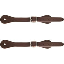 2PCS Single Ply Spur Straps Genuine Leather Western Adjustable Cowboy Boots Band 7-10 Inch Detachable Buckle Saddle Brown
