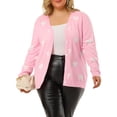 thumbnail image 5 of Agnes Orinda Women's Plus Size Sweaters Cardigans Cute Heart Print Long Sleeve Fall Winter Knit Cardigan 2X Pink, 5 of 6