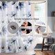 thumbnail image 3 of Cortina de ducha con diseño floral azul, tela azul marino y blanca, juego de cortinas de ducha con flores de acuarela, moderna y bonita cortina de baño de tela impermeable con 12 ganchos de 182,88 x, 3 of 6