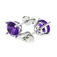 thumbnail image 2 of Clara Pucci 3Ct Natural Amethyst Round Cut VVS1 Push Back Stud 14k Solid hypoallergenic Gold Designer Earrings For February, 2 of 7