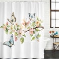 thumbnail image 2 of Floral Butterfly Bathroom Shower Curtains with 12 Hooks Polyester Waterproof Shower Curtain for Stalls and Bathtubs Watercolor Colorful Botanical Plants Decorative Bathroom Curtain 36x72 Inches, 2 of 9