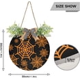 thumbnail image 3 of Coolnut Winter Halloween Bat and Spider Web Welcome Sign with Bows and Grass Rings, Round Door Hanging for Holiday Indoor and Outdoor Family Door Wall Home Decor, 3 of 7