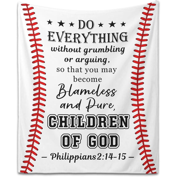 ADHART Baseball Gifts Blanket - Birthday, Christian Gift for Men, Unique Christmas Baseball Gifts for Teen Boys 6-18, Baseball Coach Team Presents, Baseball Players Lovers (White, 80''x60'')