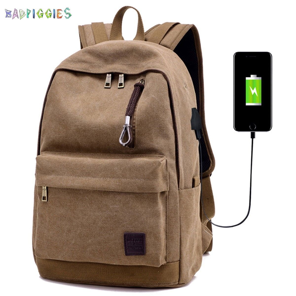 Color : Coffee, Size : Free Size Mens Backpack Mens Waterproof Rucksack Casual Canvas Backpack for Travel Daily Life School Travel Laptop Backpack