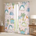 thumbnail image 2 of Feelyou Kawaii Dino Curtains Pack of 2 (42x84 Each) for Girls, Volcano Palm Wildlife Curtains Blackout, Pink, 2 of 6