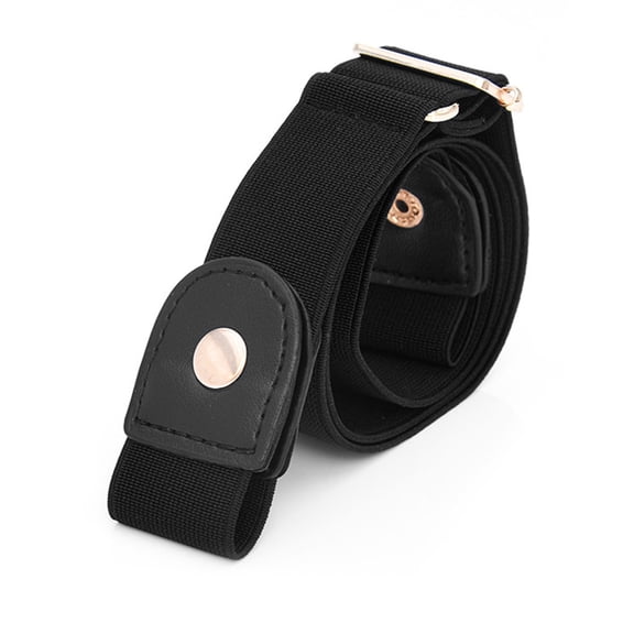 IQOGKRN No Buckle Stretch Belt Comfortable Buckle-Free Elastic Belts for Women Belt Stretch Belts for Men Jeans Pants Black One Size