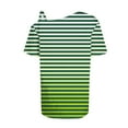 thumbnail image 5 of Scyoekwg Womens Short Sleeve Blouses Slant Shoulder Camisole Tops Lightweight Loose Trendy Shirts Stripe Print Blouses (Green,XXL), 5 of 5