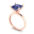 thumbnail image 2 of 3 ct Princess Cut Simulated Tanzanite Solitaire Engagement Ring for Women in 18K Rose Gold, 2 of 5