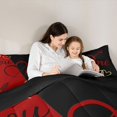 thumbnail image 4 of Feelyou Couple Anniversary Bedding Comforter Set 7 Pieces, Black Red Fashion Splicing Full Bedding Set, Valentine's Day Love Heart Reversible Fitted Sheet Flat Sheet, Super Cozy Room Decor, 4 of 8