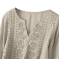thumbnail image 5 of BODOAO Cotton And Linen Embroidered Shirt for Women Beach Tops Workout Tops Vacation Shirts Dressy Casual Mexican Tunic Tops Summer V Neck Flowy Shirts Half Sleeve Soft Breathable Beige M, 5 of 8