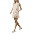 thumbnail image 4 of INSPIRE CHIC Sleeveless Linen Dress for Women's Summer Crew Neck A-Line Casual Dresses with Pockets S Beige, 4 of 5