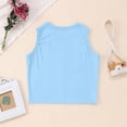 thumbnail image 5 of ZHOGXU Kids Girls Tank Top Sleeveless Round Neck Solid Color Ribbed Yoga Athletic Workout Cropped Tee For Sports Fitness,Light Blue,10-11 Years, 5 of 5