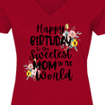 thumbnail image 4 of Inktastic Happy Birthday to the Sweetest Mom in the World Women's V-Neck T-Shirt, 4 of 5