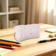 thumbnail image 5 of Hyknon Aesthetic Pencil Case, Quilted Floral Pencil Pouch with Zipper, Cute Zipper Pencil Bag for Office Classroom Stationery Storage Supplies, 5 of 6