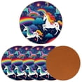 thumbnail image 2 of Unicorn Round Car Coasters (6PCS) Microfiber Leather, 11x11 cm/4.3x4.3 in, Drink Cup Holder Mats for Car, Absorbent Car Accessories, Set of 6 Car Coasters, 2 of 6