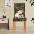 thumbnail image 4 of Yayeee 4 Pack Dining Chair Covers Stretch Parson Chairs Slipcovers Seat Protector, Brown Floral Rabbits Pattern, 4 of 6