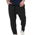 thumbnail image 2 of Tsivenald Men's Pants with Elastic Waist Drawstring Drop Crotch Harem Cut Cuffed Ankle Relaxed Fit Soft Lightweight Daily Casual Trousers for Men, 2 of 5