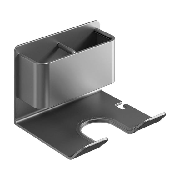 No Drill Hair Dryer Holder Wall Mounted Storage Rack Organizer for Bathroom Vanity Blow Dryer Styling Tool and Accessory Storage - Gray