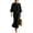 Black #20, variant on Women's 2 Piece Outfit Set 3/4 Sleeve Crewneck Crop Top & High Waist Midi Skirt Casual Summer Elegant Matching Set S