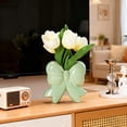 thumbnail image 4 of Green Bow Coquette Ceramic Vase - Multifunctional Pen & Makeup Brush Holder, Contemporary Home Office Decor, Perfect Christmas Gift for Women (4.5x1.9x4.7 in), 4 of 9