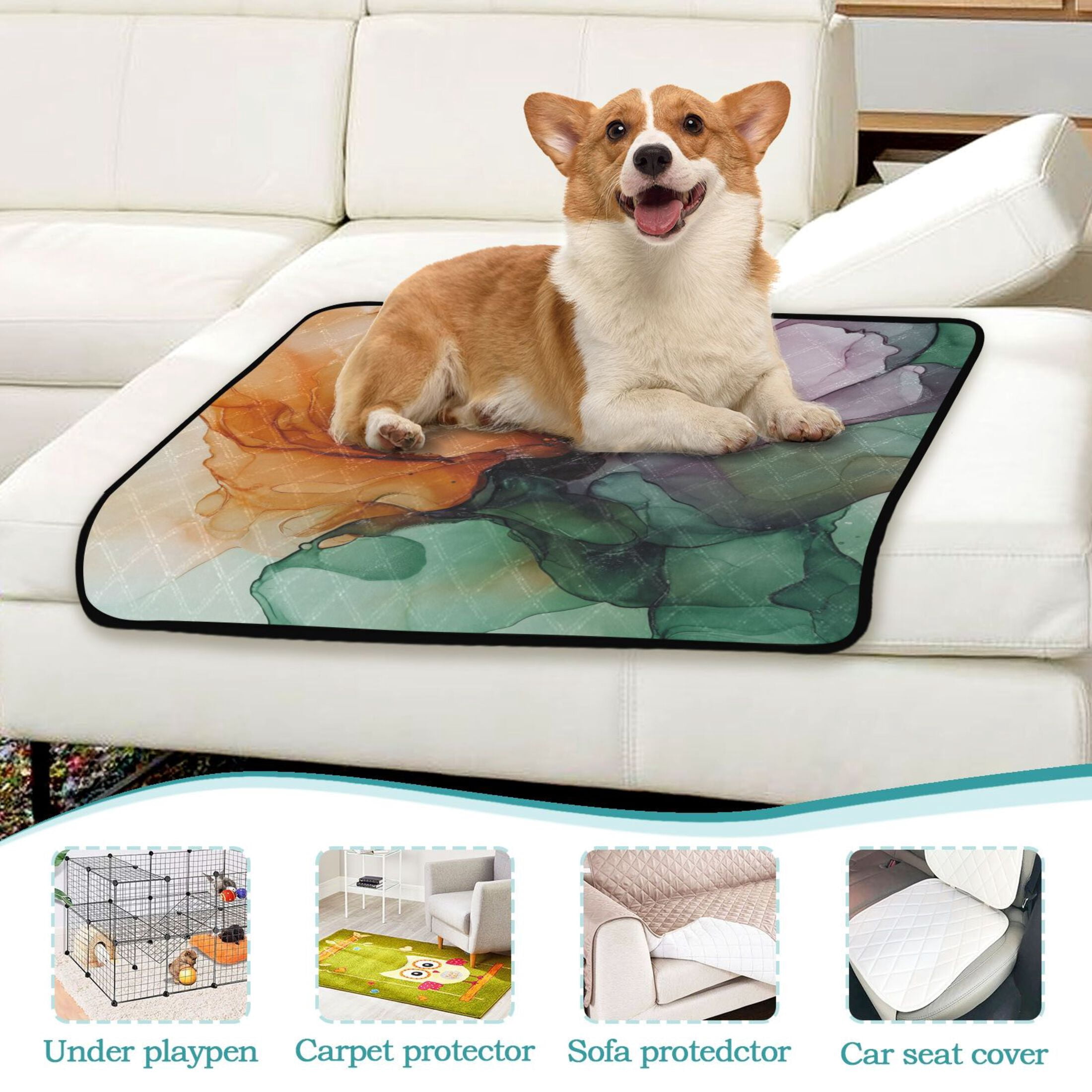 Qxltty Abstract Floral Pattern Cat litter Pads Pet Set of 2 Diaper Mats Center Anti-leakage Layer Absorbent Soft and Comfortable