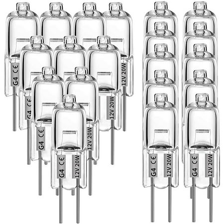

20 Pcs G4 Halogen Bulbs 20W 12V Halogen Light Bulbs 2 Pin Clear Lamp Bulb for Cooker Lighting Signal Lights Track