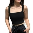 thumbnail image 1 of Timegard Tank Tops for Women Ribbed Square Neck Sleeveless Slim Comfy Cropped Tops Tee Summer Fashion, 1 of 5