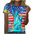 thumbnail image 2 of Frostluinai Women's USA Star Stripes Fourth July Tee Shirts Short Sleeve Crew Neck Patriotic Tshirts Casual Independence Day Graphic Tees, 2 of 4